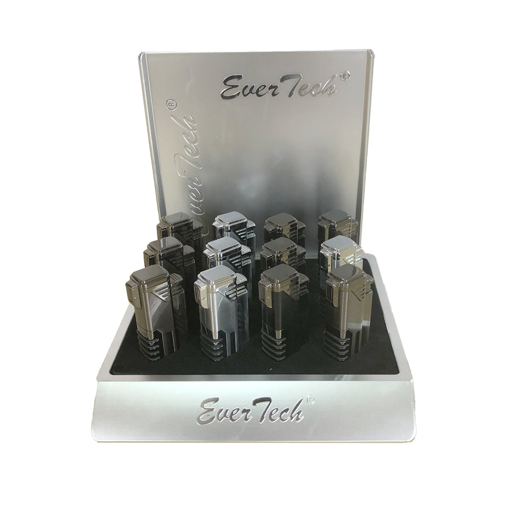 M0355-MIX | Ever Tech Industrial Red Quad Flame Pocket Torch with Cigar Punch