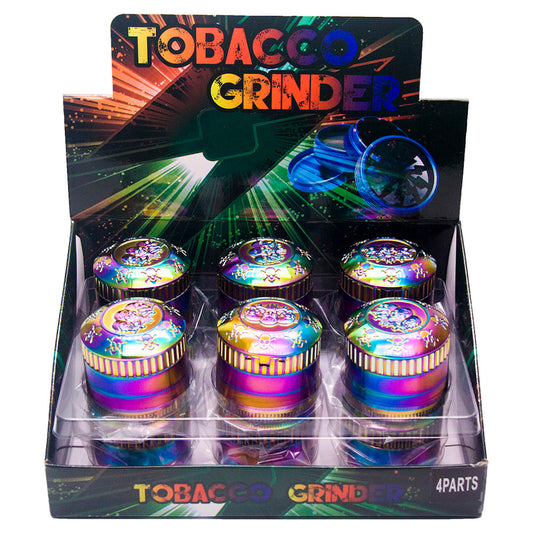 GR208-52SKRB | Rainbow Compact Mirror Grinder with Skulls