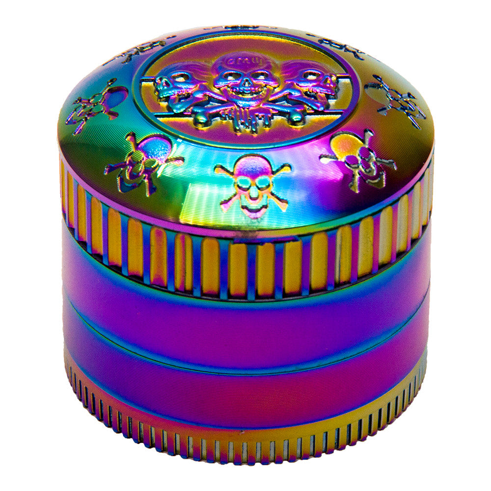 GR208-52SKRB | Rainbow Compact Mirror Grinder with Skulls
