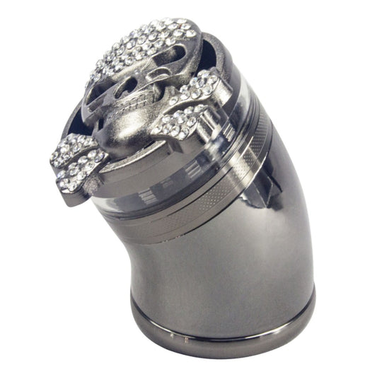 GR321 | Mono-Tone Rhinestone Skull Curved Grinder