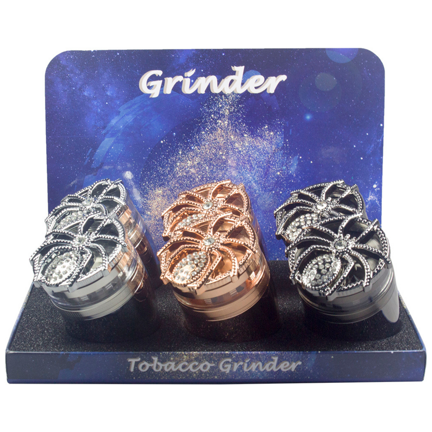 GR322 | Mono-Tone Rhinestone Spider Curved Grinder