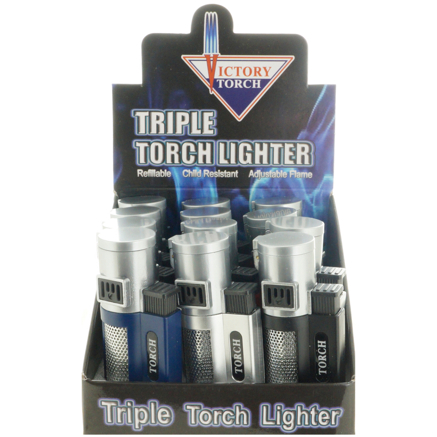 J9425-TM | Victory Triple Flame Grater Pocket Torch Easy Adjust