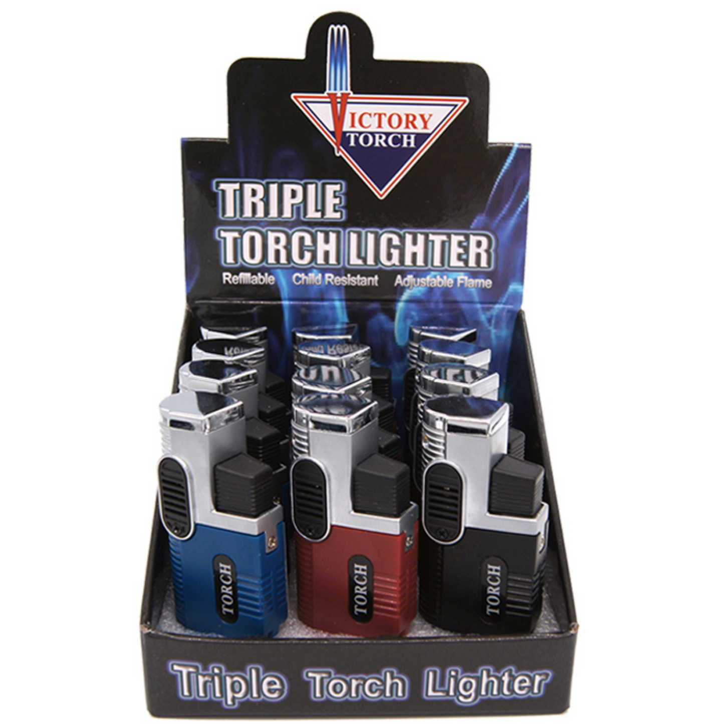 J9490-T | Victory Pocket Triple Torch with Clear Bottom