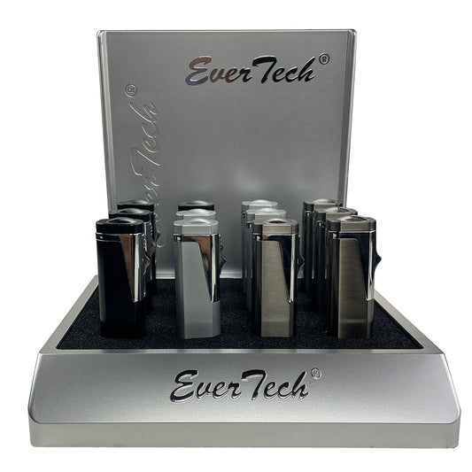 M0146-MIX | Ever Tech Classic Triple Flame Pocket Cigar Lighter with Punch