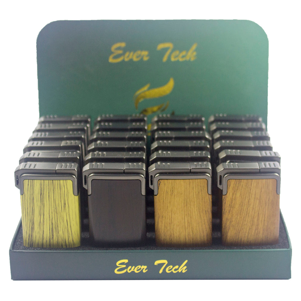 M0431 | Ever Tech Elegant Wood Finish Dual Flame Cigar Lighter