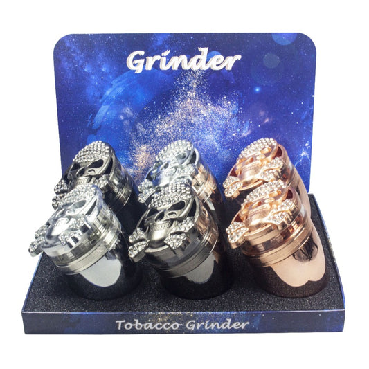 GR321 | Mono-Tone Rhinestone Skull Curved Grinder
