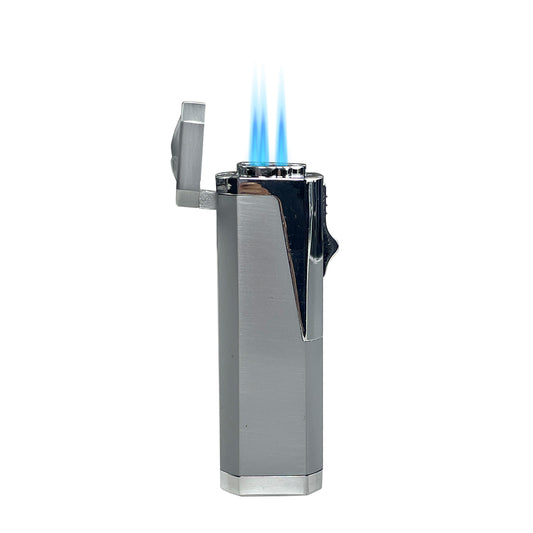M0146-MIX | Ever Tech Classic Triple Flame Pocket Cigar Lighter with Punch