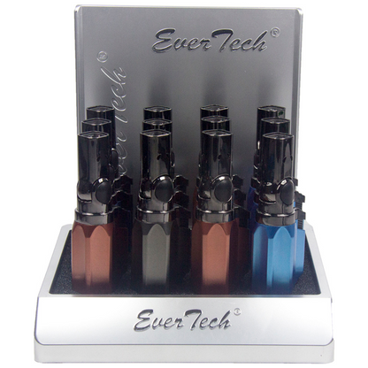 M0343-MT | Ever Tech Metallic Red Quad Flame Cigar Lighter with Adjustable Flame Nozzle