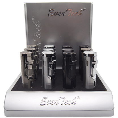 M0364 | Ever Tech Futuristic Hex Prism Triple Torch Cigar Lighter with Punch