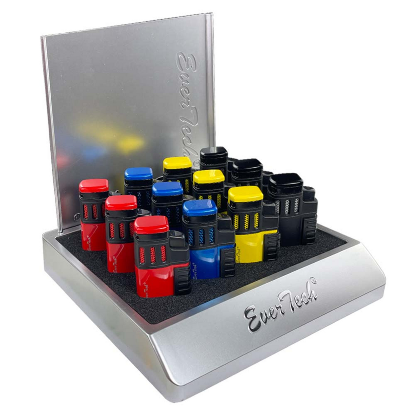 M0396 | Ever Tech Primary Colors Quad Torch Cigar Lighter with Punch